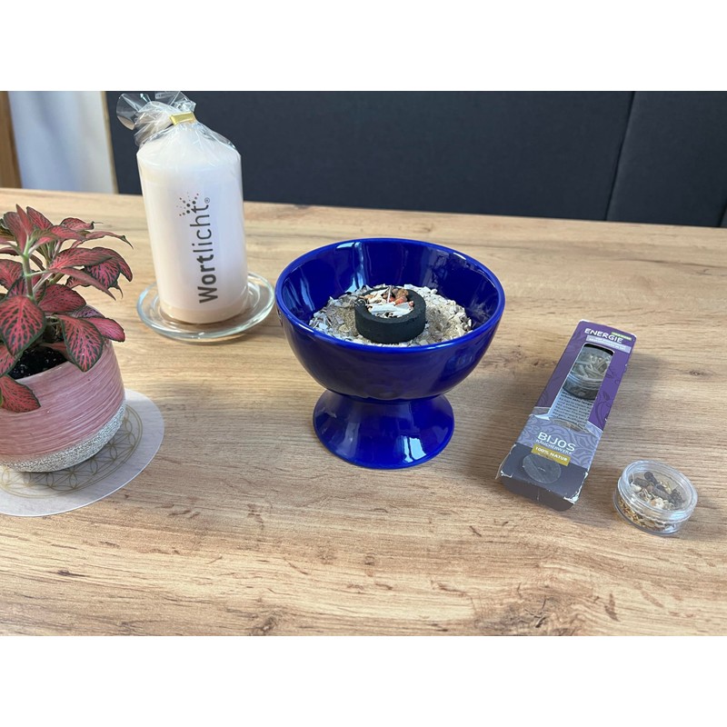 Helena Incense Goblet Blue Ceramic Incense Burner Height 9 cm