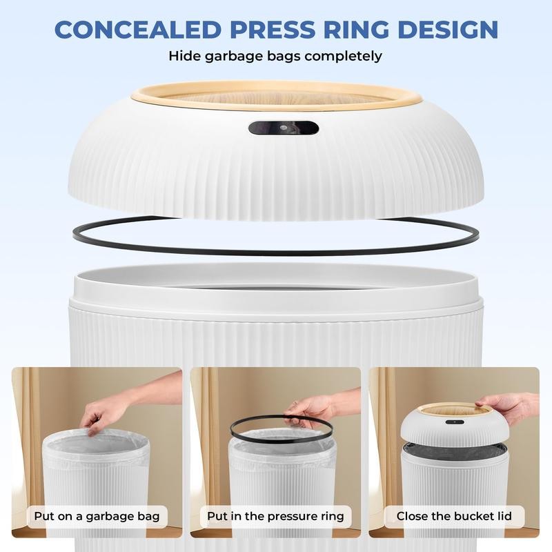 Pukomc Smart Induction Waterproof Trash Can for Bathroom, Bedroom, Office