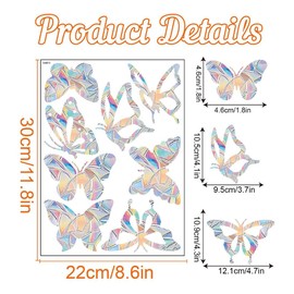 Pack of 16 window stickers bird protection windows - bird protection for glass panes, butterfly suncatcher stickers, rainbow window sticker film against bird strikes, bird protection stickers windows