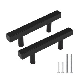 Haidms 20 Pack Black Cabinet Handles 3 inch(76mm) Hole Centers Drawer Handles Matte Black Cabinet Pulls Kitchen Cabinet Hardware Square Drawer Pulls