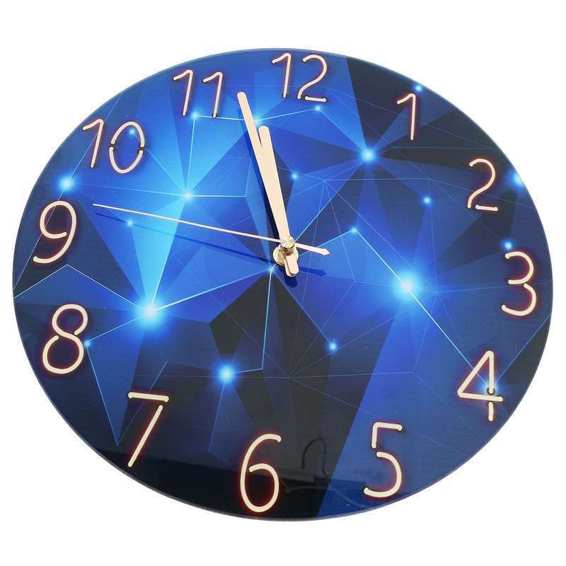 30cm Glass Blue Wall Clock for Living Room Decor Silent