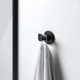 KEUCO Towel Hooks Metal Black Matte Powder Coated Round Bathroom Guest Toilet Wall Hooks for Towels and Bathrobes Plan Black Selection