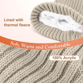 29 IYEBRAO Women's Beanie Hat Gloves Set Winter Knitted Hat for Women with Pom Pom Warm Touchscreen Gloves 2 in 1 Set for Cold Weather, Black