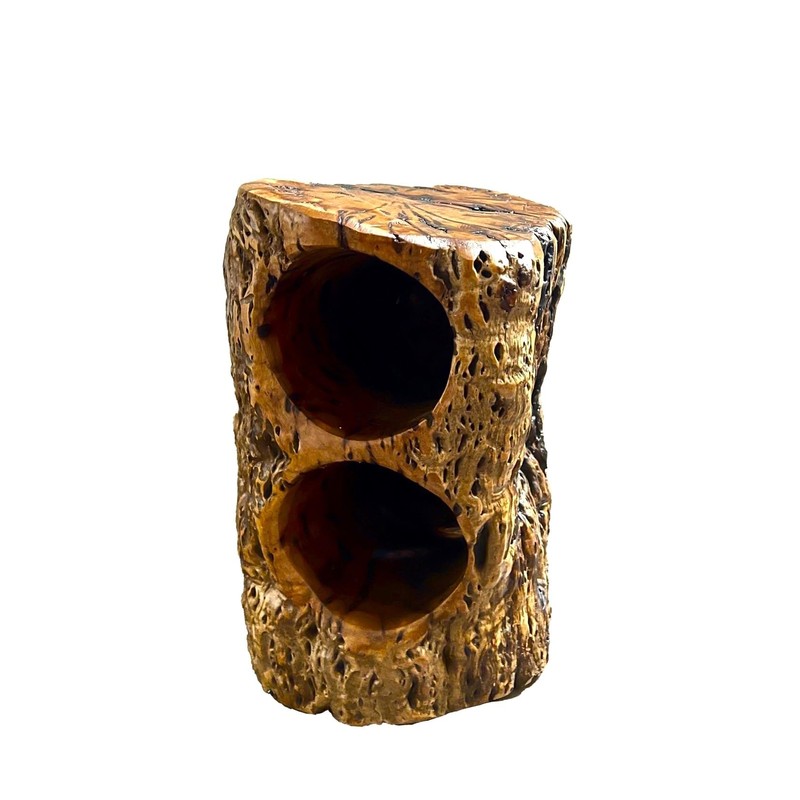 THY COLLECTIBLES Natural Handcarved Tree Stump Wood Wine Bottle Holder