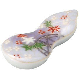 Yamashita Kogei 14084850 Chopsticks Rest, White, 2.6 x 1.3 x 0.5 inches (6.7 x 3.2 x 1.2 cm), Purple Yuzen Chopsticks Rest