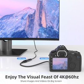 Micro HDMI to HDMI Adapter,4K@60Hz 3D 1080P Type D to A adapter cable supports Ethernet,3D,HDR and ARC,Micro HDMI to HDMI compatible with Raspberry Pi 5/4,Hero,cameras A6300 A6400,Yoga,ODROID etc