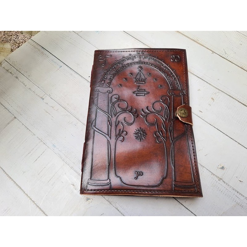 Quirky Craft Brown Leather Journal, Doors of Durin, Tolkien Lord