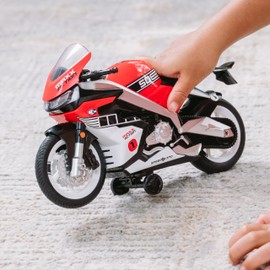 Sunny Days Entertainment Maxx Action Super Bike with Wheelie Feature – Red Motorized Toy Motorcycle for Boys & Girls | Light & Sound Vehicle for Kids