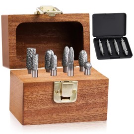 TiERGS Carbide Burr Set 1/4" Shank, 8PC Double‑Cut Die Grinder Bits – Fits DeWalt, Milwaukee Die Grinders Accessories + 4PC Screw Extractor Kit