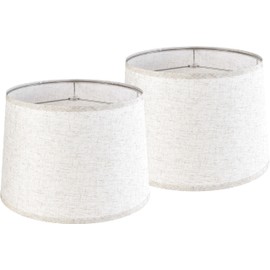 BOXEMIYA Large Drum lamp shades Set of 2 Linen Lampshade 14``Top×16``Bottom×11``Hight(Spider) Rustic Lamp Shade for Table & Floor Lamp - Lampshade Replacement