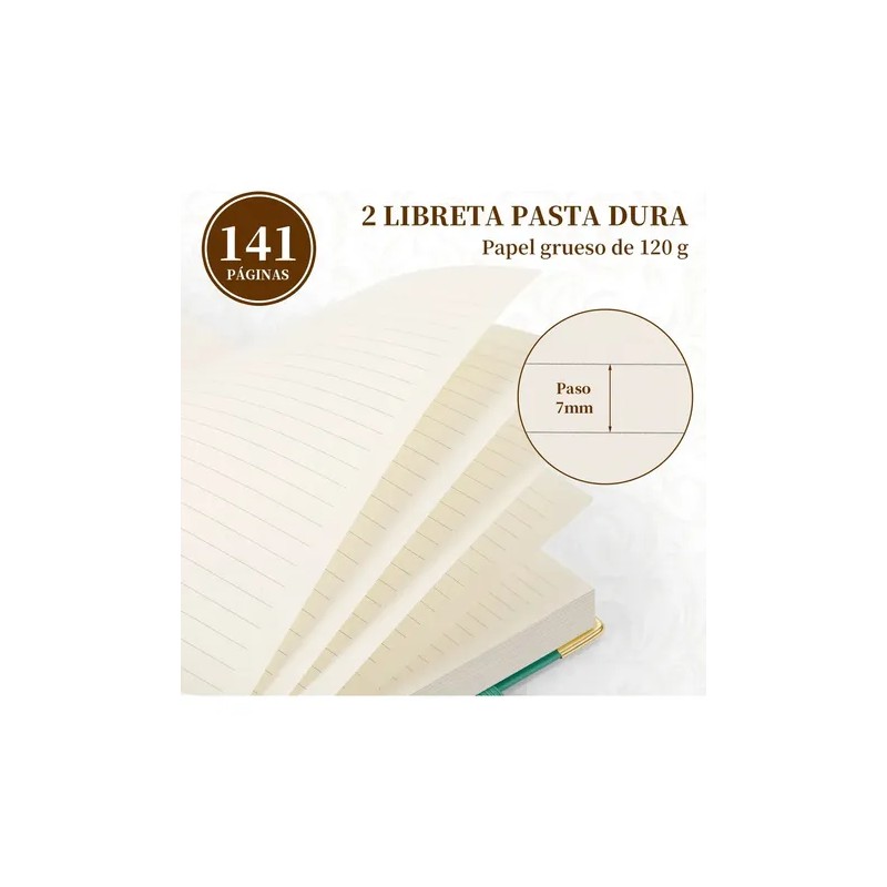 2pcs Libreta Pasta Dura, Cuaderno Profesional Libreta Verde Medianoche