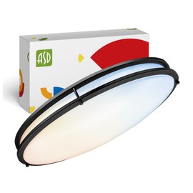 ASD LED 32" Oval Flush Mount Lighting, Close to Ceiling Light Fixture | 5CCT, Dimmable, ETL Listed | 50W 3960LM 2700-5000K 120V | Low Profile Double Ring Lamp | Black