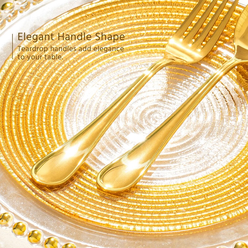 KINGSTONE 20 Piece Teardrop Silverware Set for 4, 18/10 Stainless