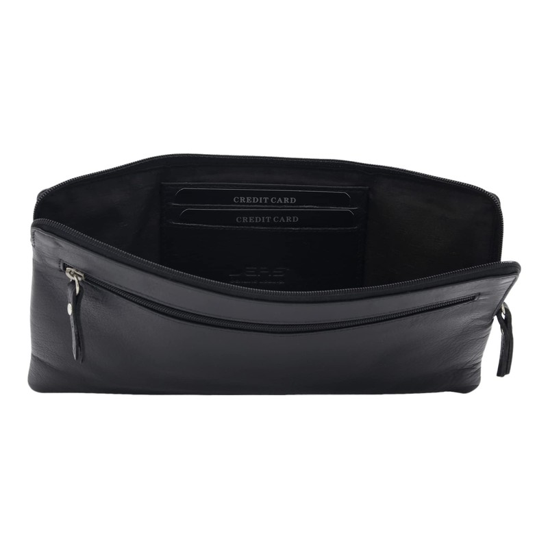LEAS Banktasche, Geldtasche, Echt-Leder, schwarz Special-Edition