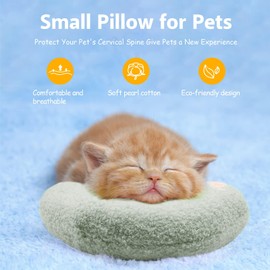 ucho Pillow for Cats, Ultra Soft Fluffy Pet Calming Toy Half Donut Cuddler, U-Shaped Pillow for Pet Cervical Protection Sleeping Improve (Soft Green)