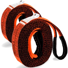 ORANGEE® 2 Pack Lifting Strap 2IN x 10FT Heavy Duty Poly Web Sling / 5,000LB Vertical 4,000LB Choker 10,000LB Basket/Rigging Moving Towing Hoisting Gear Made to WSTDA-WS-1 Neon Orange