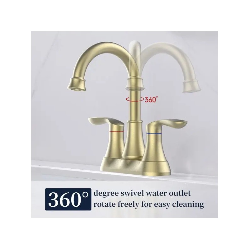Bathroom Faucet Accessories 4 Inch Vani Brushed Gold 360 Degree