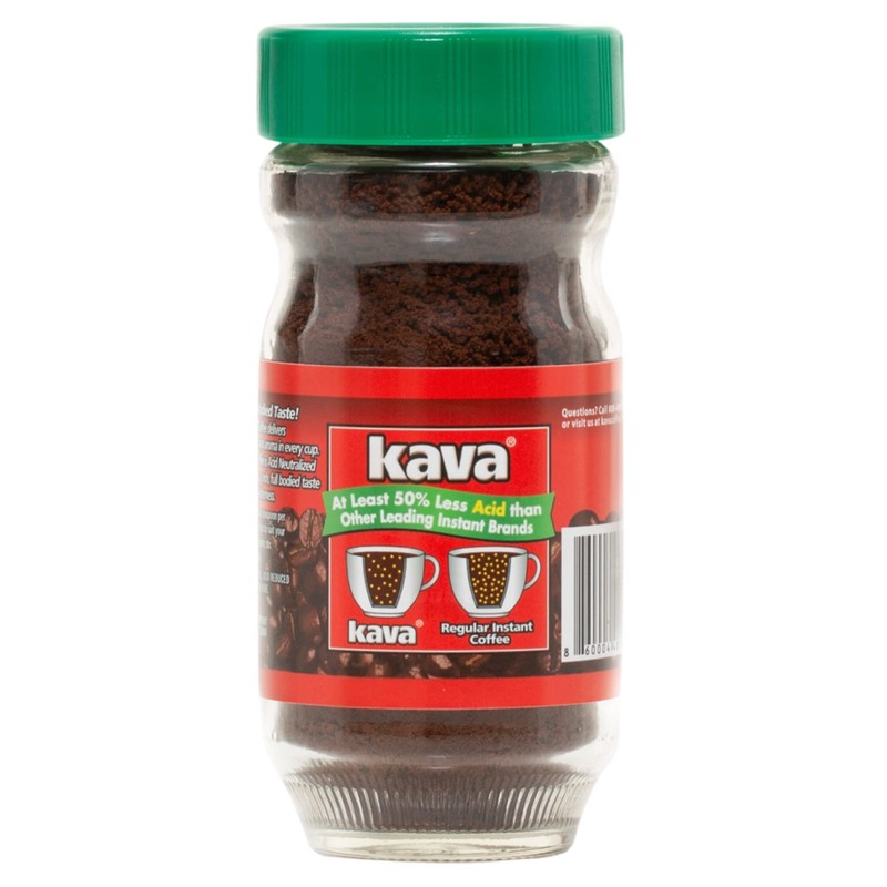 Kava Decaf Acid Reduced Instant Coffee, 4 Ounce Jar (Pack