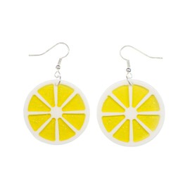 Miniblings Lemon Slice Earrings Miniblings Pendant Lemon Fruit 35 mm Yellow
