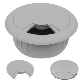 Electriduct 3-1/8" Plastic Desk Grommet Adjustable Cord Cable Hole Cover 3.125 Inch Wire Organizer - Gray