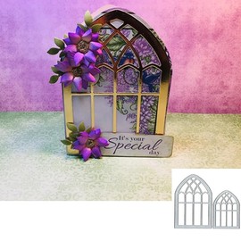 Window Frame Metal Die Cuts Dies Stencil, 2pcs Window Frame Cutting Dies Cut Stencils DIY Scrapbooking Cards Photo Album Craft Decorative Embossing Paper Dies for Album Card Scrapbooking Making