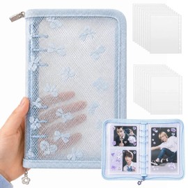 UMEX Seal Pad A6 Large Binder: Girl Sticker Notebook 6 Holes Binder with Zipper Transparent Storage Binder Removable Refillable 20 Sheets PVC Lace Bowknot for Adult Concert Advocation Collecting