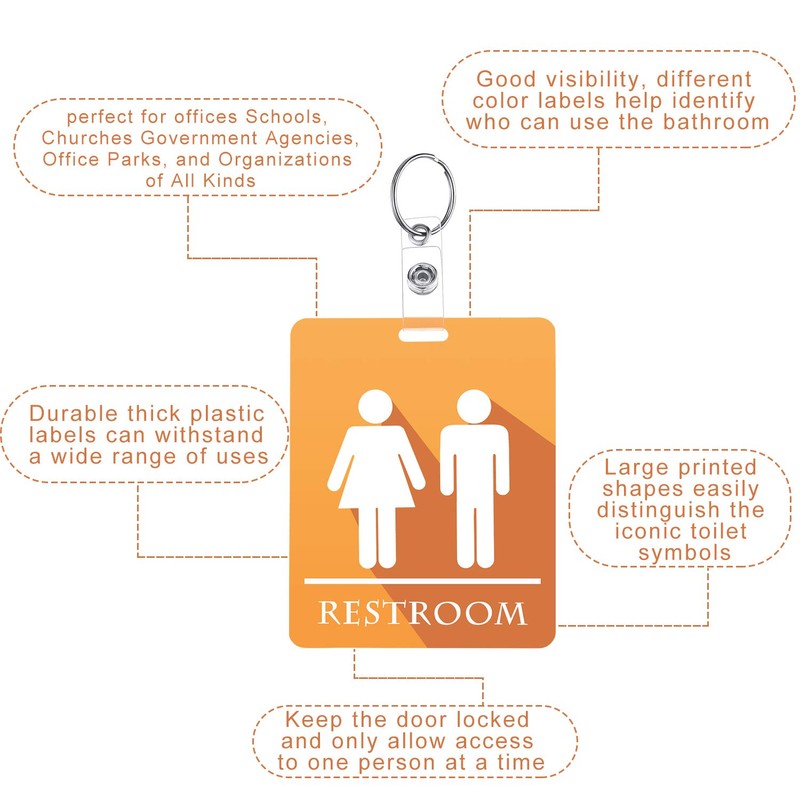 Outus Bathroom Pass Restroom Pass Keychain Restroom Keychain with Key