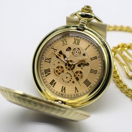 VIGOROSO Mechanical Pocket Watches for Men Wood Pocket Watch with Chain