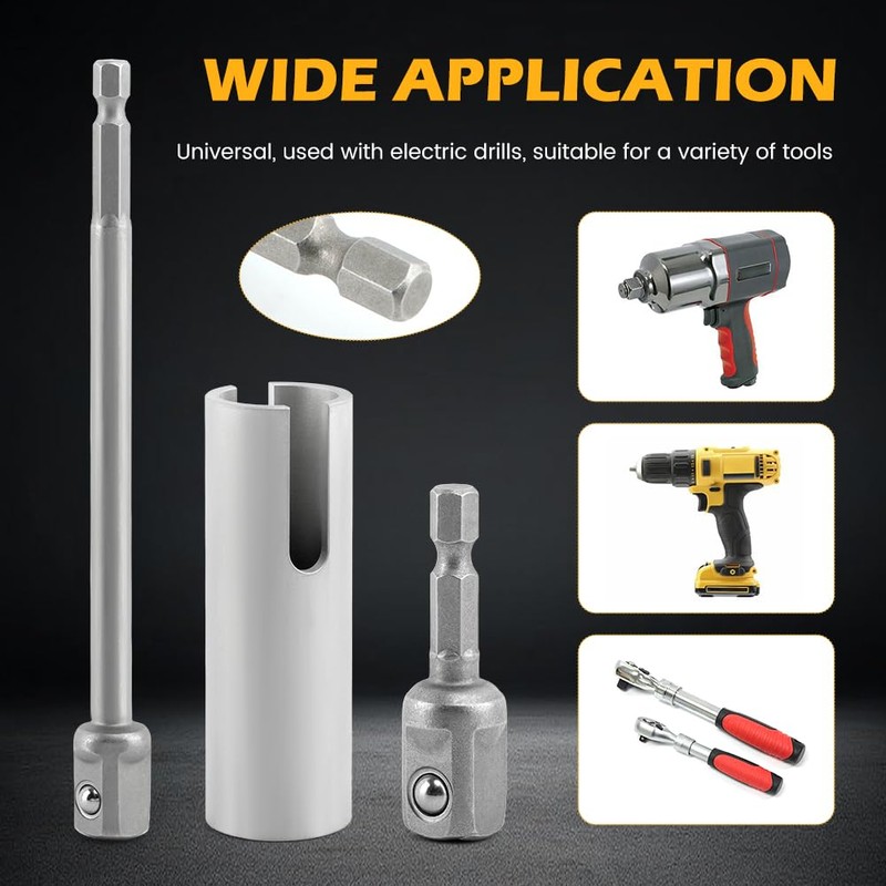 Stainless Steel Scissor Jack Drill Adapter & 2 Adapter Bits,