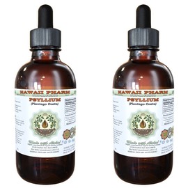 Hawaii Pharm Psyllium Alcohol-Free Liquid Extract, Psyllium (Plantago Ovata) Seed Glycerite Natural Herbal Supplement, USA 2x4 fl.oz