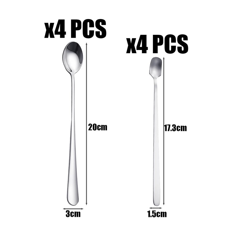 4 Piece Stainless Steel Spoons and 4 Piece Mixing Spoon,