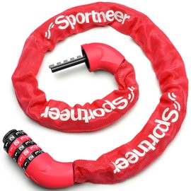 Sportneer High Security Bicycle Chain Lock - 5-Digit Resettable Combination Anti-Theft Lock, Accessories for Bike, Motorcycle, Scooter, Door