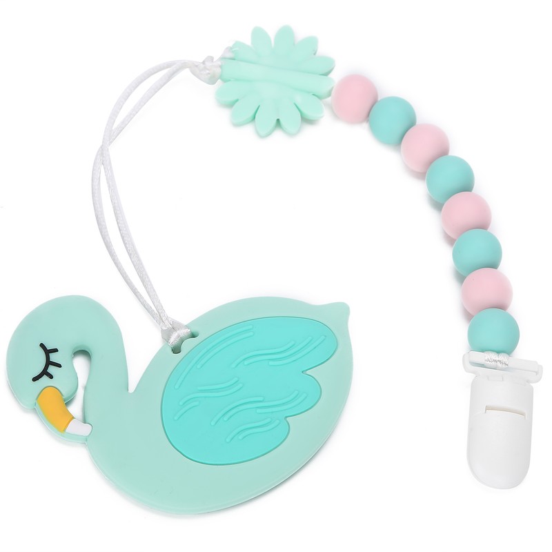Swan Shape Infant Baby Pacifier Clip AntiLost DIY Teething Necklace