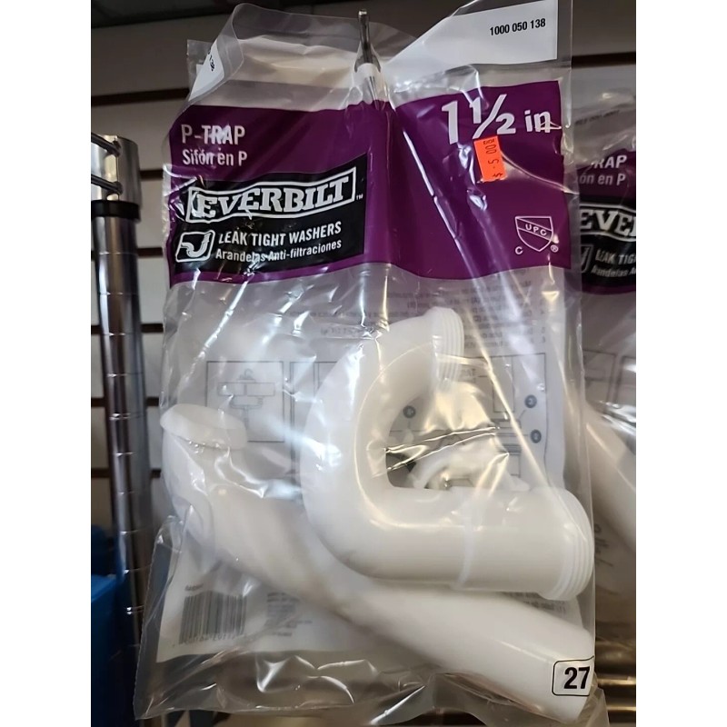 EVERBILT 1-1/2” PLASTIC SINK DRAIN P-TRAP 1000050138 NEW