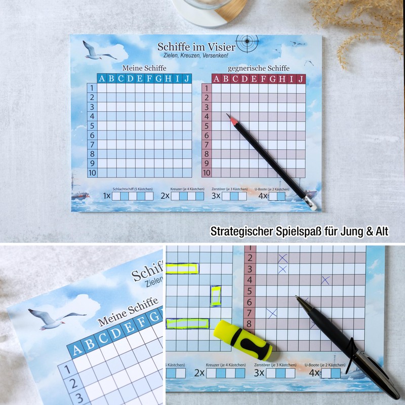 TOBJA Ships Sinking Game - A4 Pad with 50 Sheets: