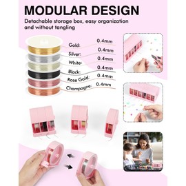 Toolour 6 Pack Jewelry Beading Wire with Box for Jewelry Making Supplies and Craft (26 Gauge, 0.4mm, 32.8 Feet)