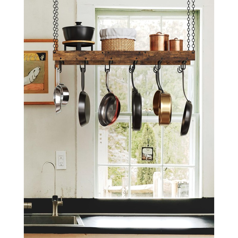 CHOEZON Hanging Pot Rack, Ceiling Wall Mounted Pot Rack for