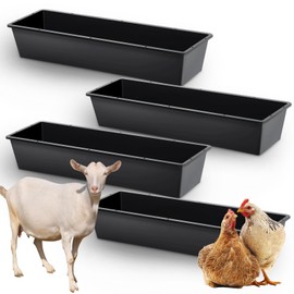 Geelin 4 Pcs 11 Gallon Large Capacity Livestock Water Trough 39" Long Livestock Feeding Trough for Pig Calves Sheep Horses Alpacas and Goats Farm Animal Feeding
