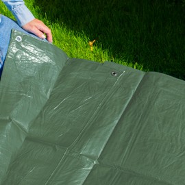 durable waterproof 4m x 4m tarpaulin/builders tarp/garden dry cover camping ground sheet/cover up in laurel green (13FT X 13FT)
