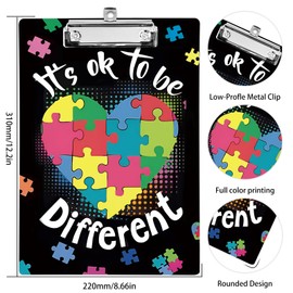 Plastic A4 Clipboards, Cute Fashion Clipboard Decorative, 12.2" x 8.7" Standard A4 Size Clipboards, Plastic Acrylic Clipboard for Teacher, Social Worker, Students,Women, Office Supplies(It's ok to be)