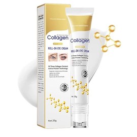 Crema para Contorno de Ojos, Arrugas, Bolsas y Ojeras Obscuras,Contorno de Ojos en Roll-on, Con Alantoína, Colágeno Hidrolizado, Niacinamida, Hialuronato Sódico 20g