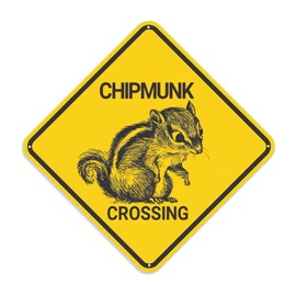 Chipmunk Crossing Sign Warning Sign, Chipmunk Sign Chipmunk Decor, Funny Animal Wall Decor for Home Farmouse Yard, Quality Metal Sign 12X12 Inch