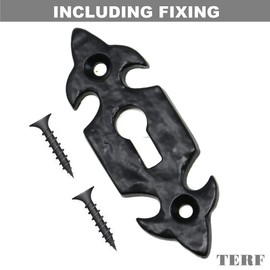 TERF® 75mm Traditional Vintage Style Antique Black Escutcheon 75mm (3 inch) Keyhole Cover Escutcheon Including Fixing Screw - Pack of 1