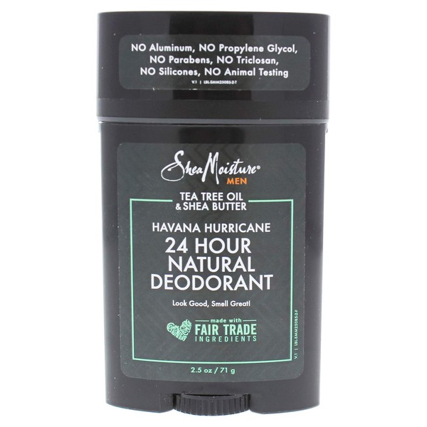 Shea Moisture Tea Tree Oil and Shea Butter Havana Hurricane 24h Desodorante natural para hombres, 2.5 onzas