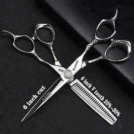 Hairdressing Scissors, Hairdressing Scissors, Super Sharp Hairdressing Scissors, 5.5/6/7/8 Inch Scissors for Cutting Hair, Sturdy Hand Feel (6 Inch Two-Piece B)