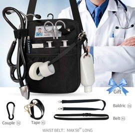 VIPOKO Nurse Fanny Pack with Belt Pouch Medical Gear Pocket Tape Holder and Utility Belt Pack for Stethoscopes Bandage Scissors Other Medical Supplies Students and Nurse Use Black, Black, Small