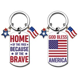 VIESUJI American Flag Keychain for Memorial Day Veterans God Bless America Red White and Blue Decorations 4th of July Decorations US Citizenship Gifts Patriotic Keyring Gifts for Men Women