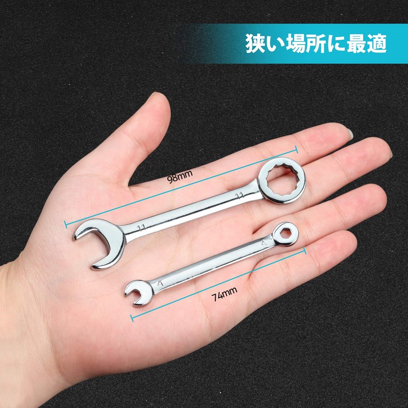 SPEEDWOX Mini Combination Wrench Set, Spanner Set, 10 Pieces, Made