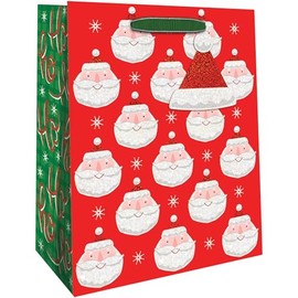 Jillson Roberts Medium Christmas Gift Bags with Holographic Accents & Spot Gloss, Chic Santa (12 Count)