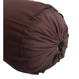 Saffron HANDICRAFTS Cotton 240TC - Bolster Cover Full Round Removable Cover for Neck Roll, Leg Rest,Yoga Practice, Meditation, Bed Sofa Couch (Brown, 6"x24"(15 cm x 60 cm))